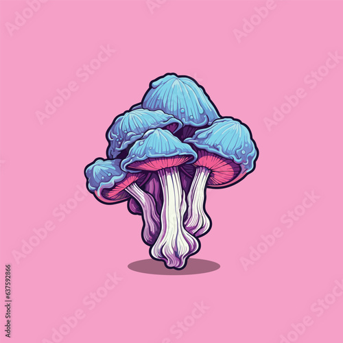 oyster mushroom kawaii cartoon illustration