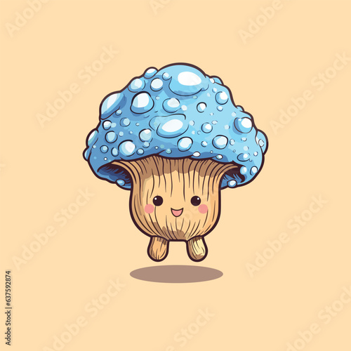 matsutake mushroom kawaii cartoon illustration