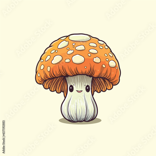 paddy straw mushroom kawaii cartoon illustration