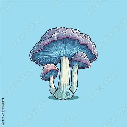 pleurotus eryngii kawaii cartoon illustration