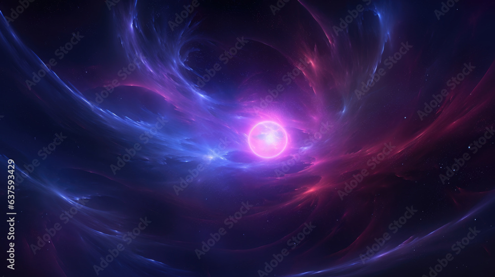 Obraz premium One of the most beautiful and captivating cosmic scenes in the night sky this image captures the true beauty of a pulsar beaming with dazzling colors. A vibrant blue pulsar is the focal point of the