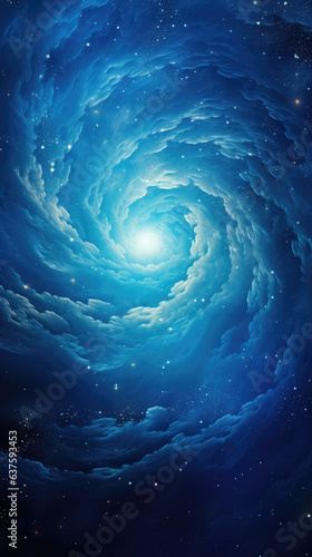 Obraz na płótnie An aweinspiring sight emerges from the swirling clouds and stars of space two cosmic jets one blue and one gold spiral towards each other in a dizzying embrace that reaches out to the limits of sky