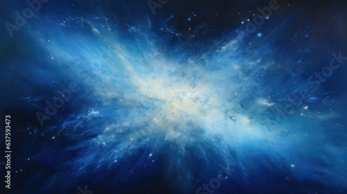 A bright speck of blue rendered in sensational detail drifts through a sea of cosmic dust. Small but rich in color its unique particles play within this massive array of dust creating graceful motions
