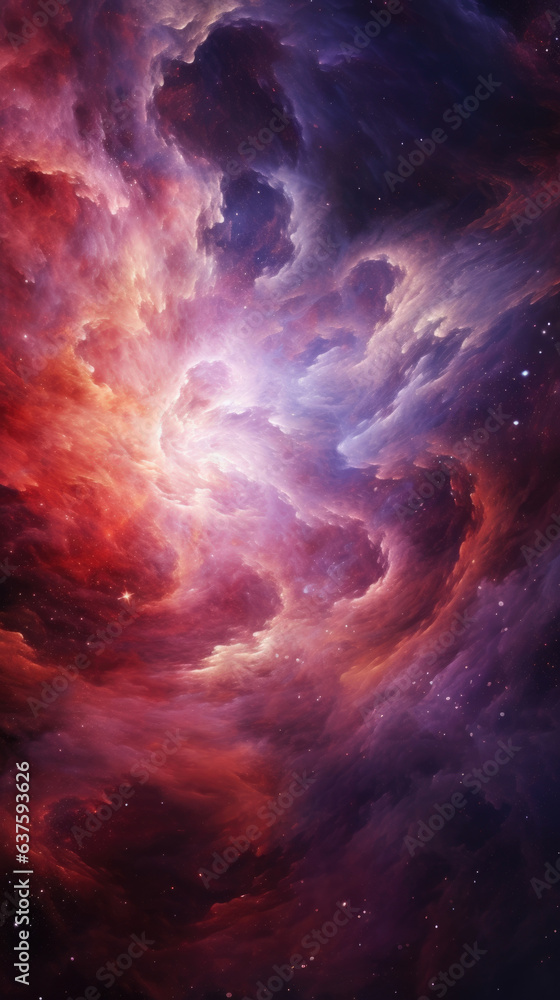 A mesmerizing tapestry of cosmic plasma drifts across the firmament its hues of ruby coral and gold alternating with an intense white luminescence. Hot waves ripple out in a cascading rhythm