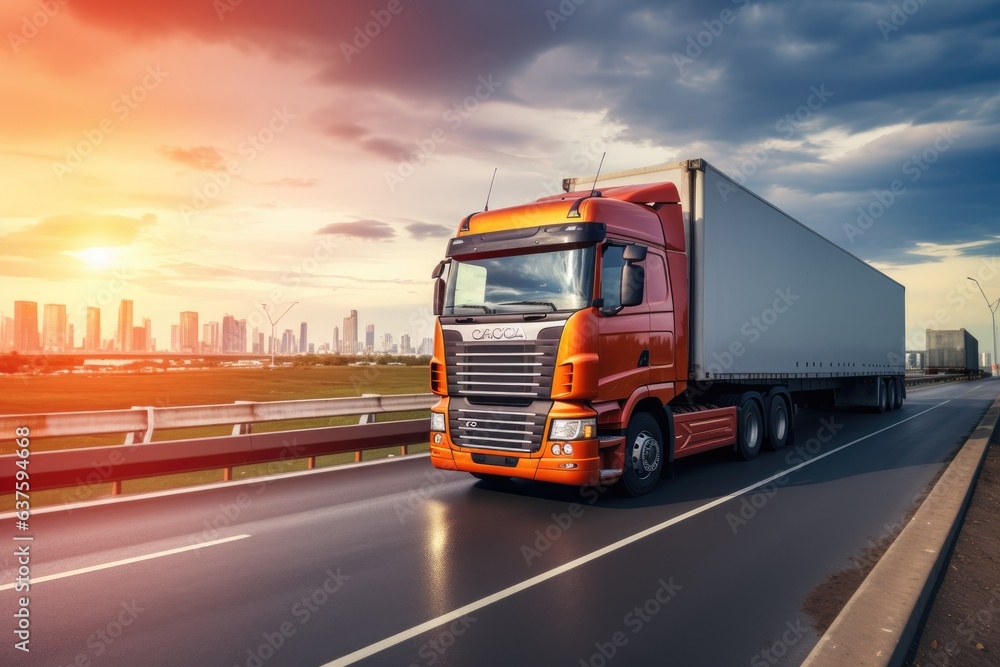 Transportation and logistics. Import, export and transport industry of truck container cargo ship. Generative AI Transportation and logistics. Import, export and transport industry of truck container cargo ship. Generative AI