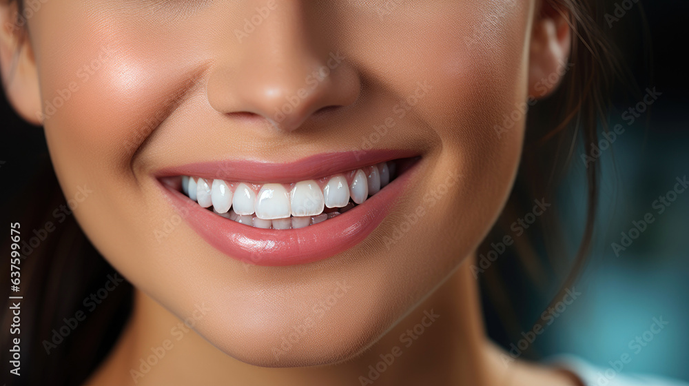 Perfect smile. Dentist examine woman's teeth. Generative AI Perfect smile. Dentist examine woman's teeth. Generative AI