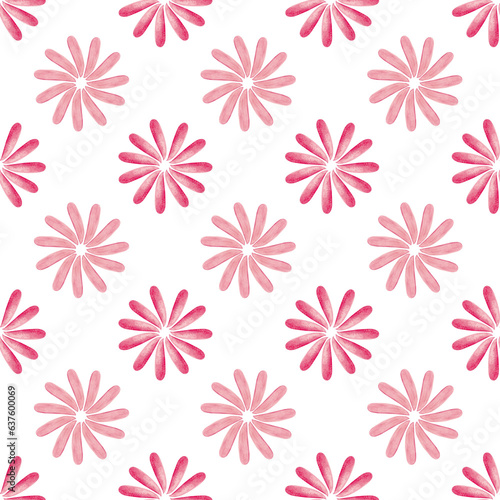 Abstract pink flowers. Seamless watercolor pattern