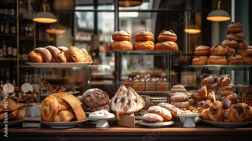 Fotografia Displaying a variety of freshly baked goods at the bakery