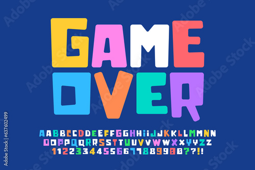 Playful comical original alphabet design, colorful, typeface.