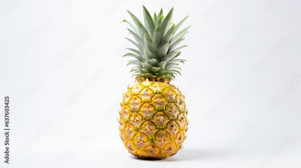 A fresh pineapple on a white background shows off its natural color and texture. A fresh pineapple on a white background shows off its natural color and texture.
