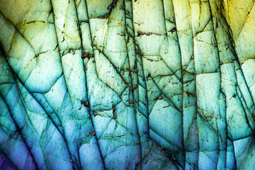 Fotobehang Hotel Blauwgroene labradoriet steen macro textuur  © Tammy J Kelly