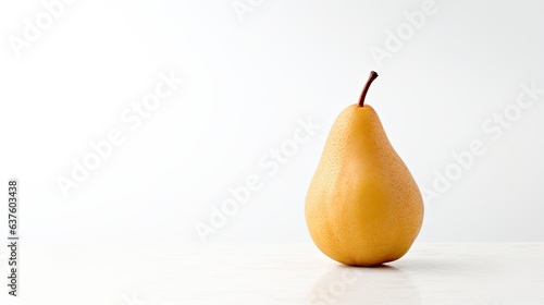 A fresh pear on a white background shows off its natural color and texture.