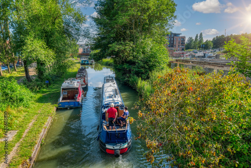 Schilderij op canvas UK, Bedford, old river channel boats sailing upstream