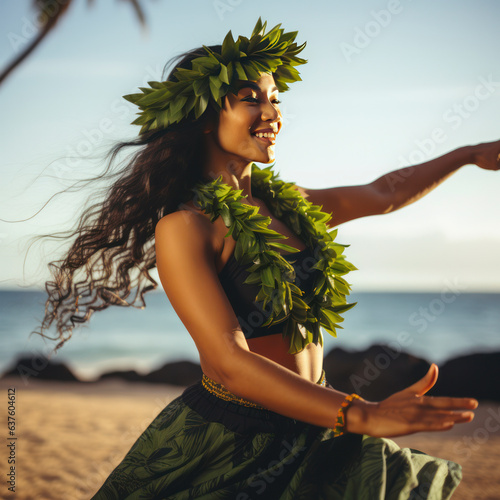 lifestyle photo women hula dancers in hawaii on beach