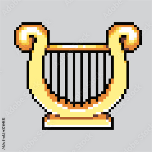 Pixel art illustration Harpa. Pixelated Harpa. Harpa music icon pixelated
for the pixel art game and icon for website and video game. old school retro.