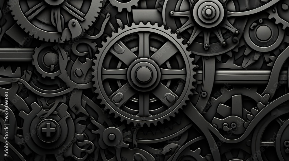 Gear blueprint technical background. Cogs and wheels in gray color. Abstract parts of engine. generative ai Gear blueprint technical background. Cogs and wheels in gray color. Abstract parts of engine. generative ai