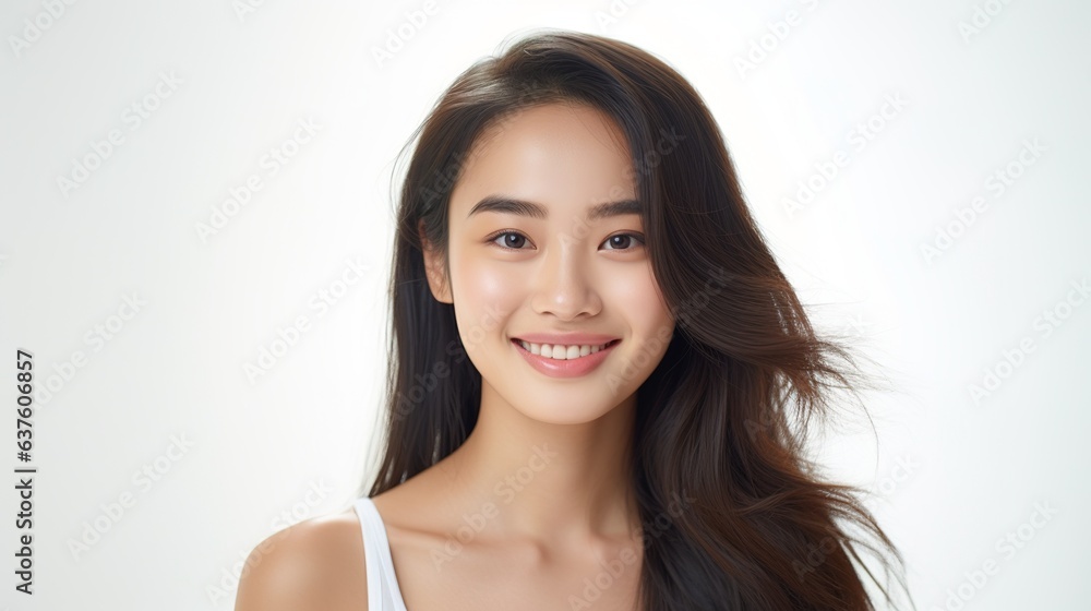 portrait of a beautiful asian woman on white background, skin care and make-up portrait of a beautiful asian woman on white background, skin care and make-up