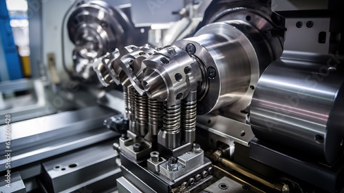 working area of cnc multiform spring coiling machine close up. generative ai