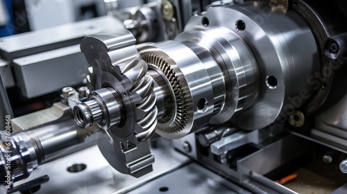 Close-up of the working area of a CNC multiform spring coiling machine. generative ai