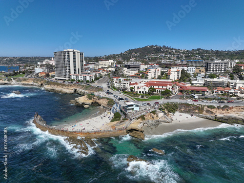 Aerial view of La Jolla cove and beach in San Diego California. travel destination in USA photo
