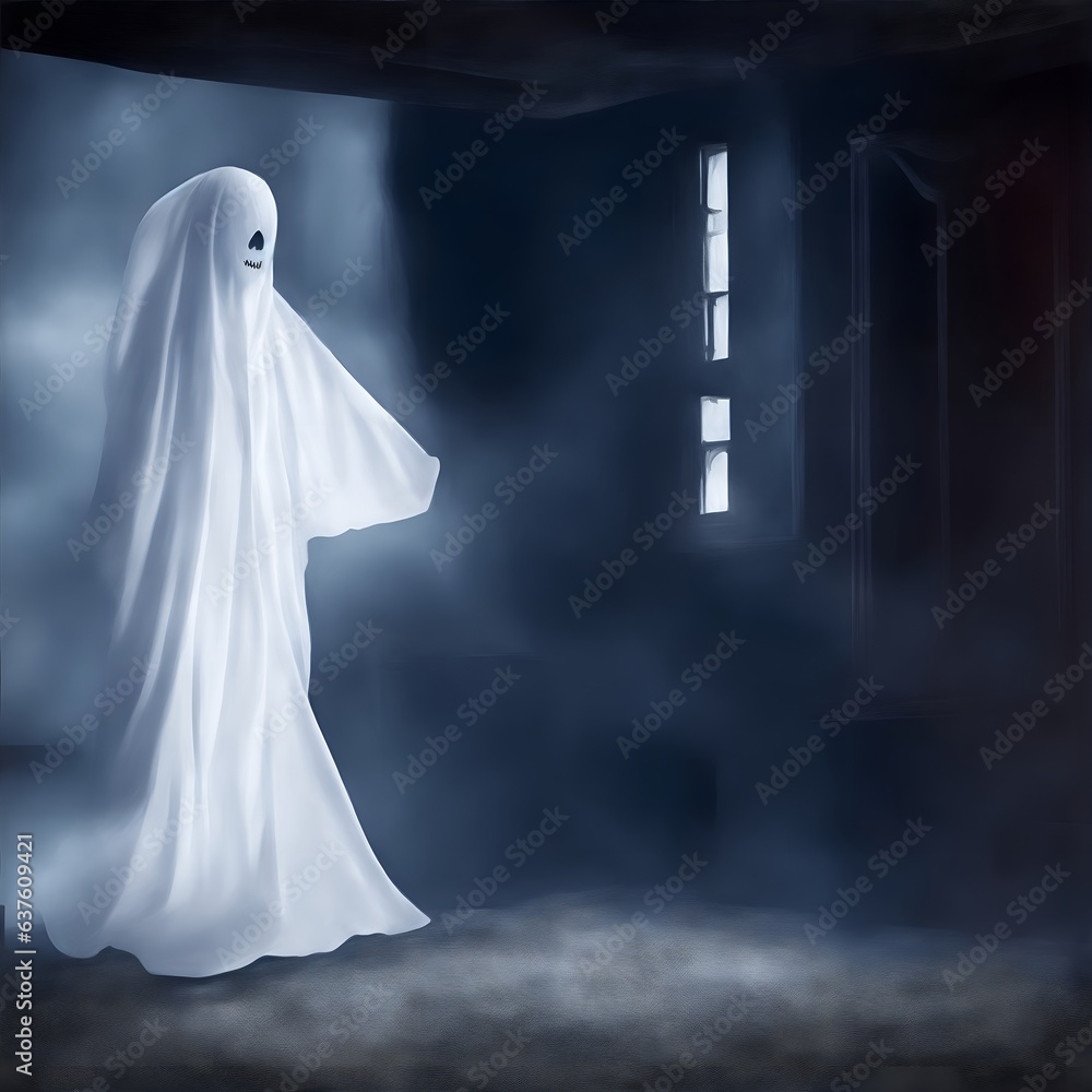 怖いお化け屋敷、不気味な幽霊、背景｜scary haunted house, spooky ghost, background. Generative AI