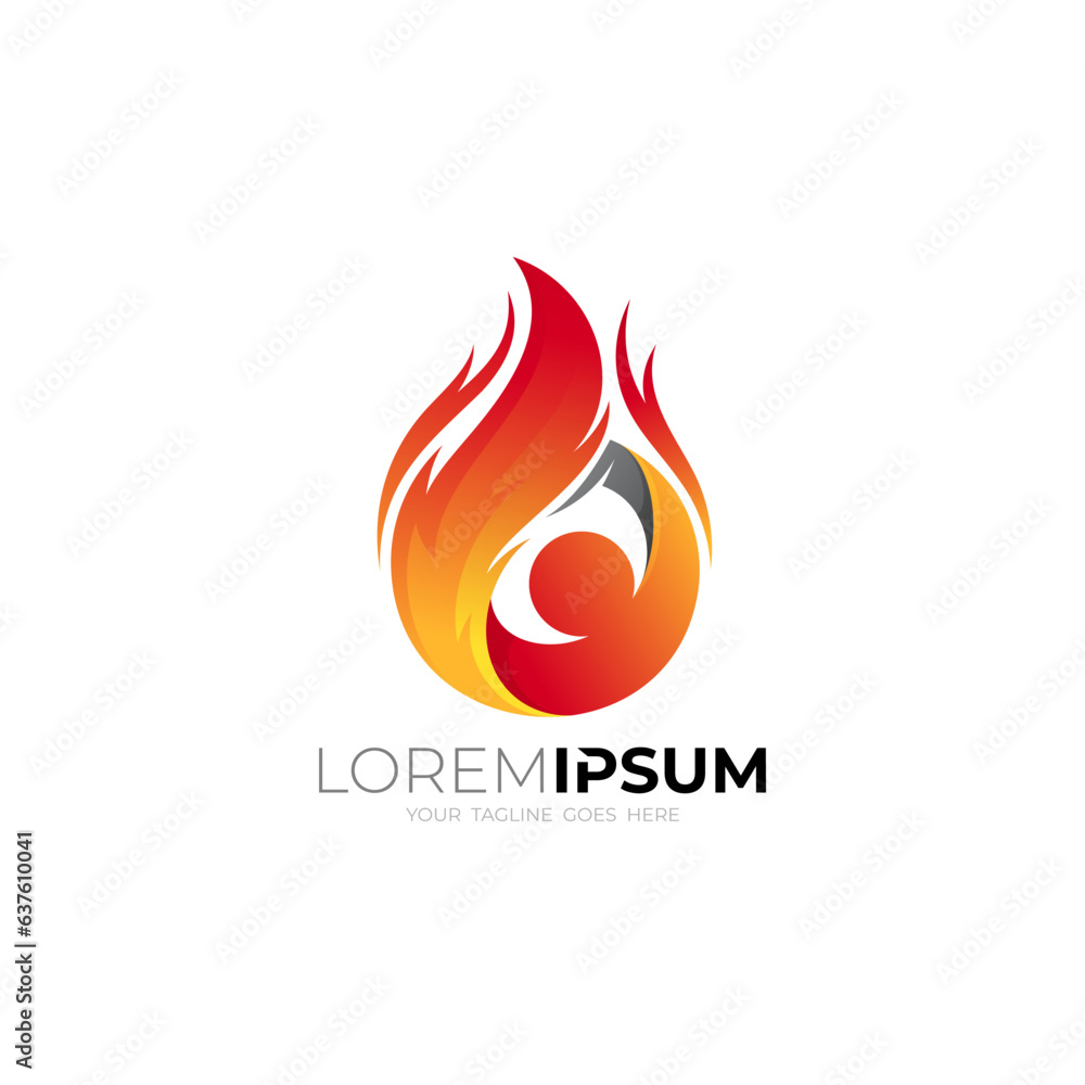 People logo with fire design illustration, family logo, health care icon, human and fire logo People logo with fire design illustration, family logo, health care icon, human and fire logo