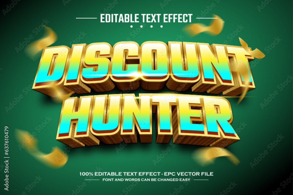 Discount hunter 3D editable text effect template