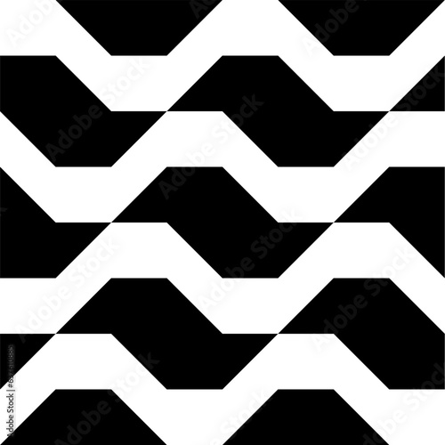 Sao Paulo sidewalk seamless pattern in black and white. Vector illustration.
