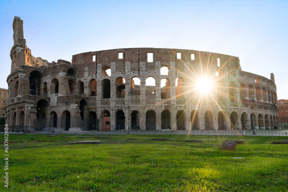 Naklejka premium Colosseum in Rome at sunrise, Italy, Europe