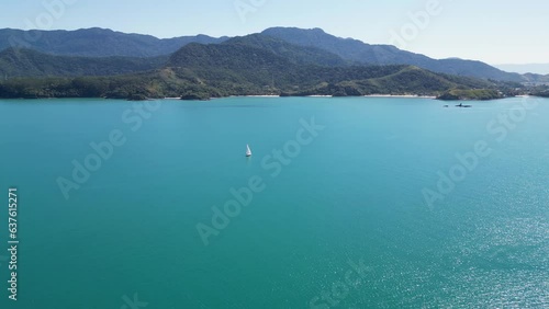 Wallpaper Mural aerial view of the ocean with an island in the background and a windsurf Torontodigital.ca