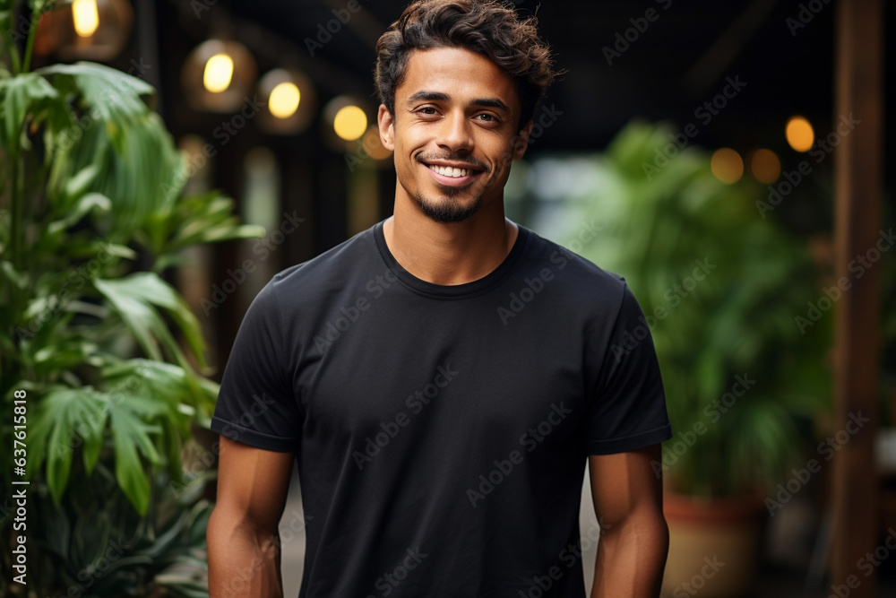 Portrait of a handsome man standing with black t-shirt Portrait of a handsome man standing with black t-shirt