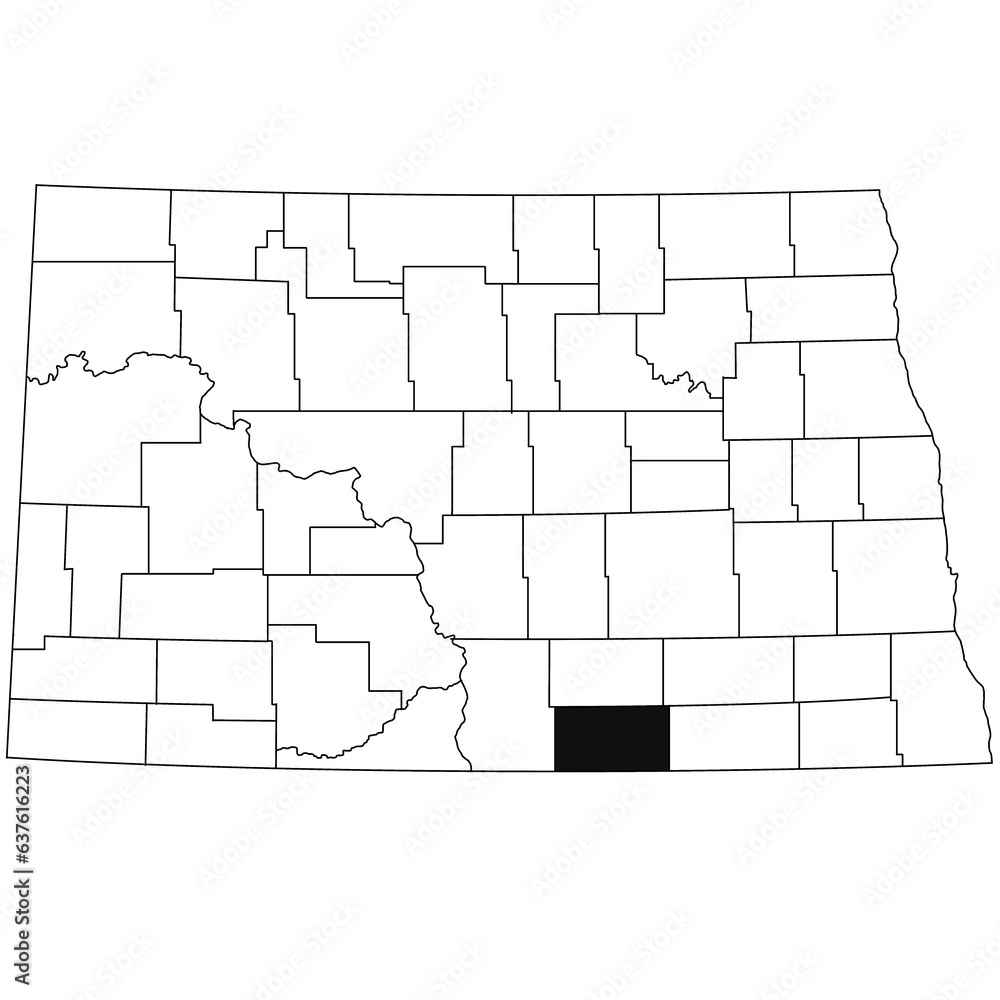 Map of McIntosh County in North Dakota state on white background. single County map highlighted by black colour on North Dakota map . Map of McIntosh County in North Dakota state on white background. single County map highlighted by black colour on North Dakota map .