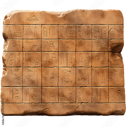 A hieroglyphic tablet, isolated object, Transparent Background

