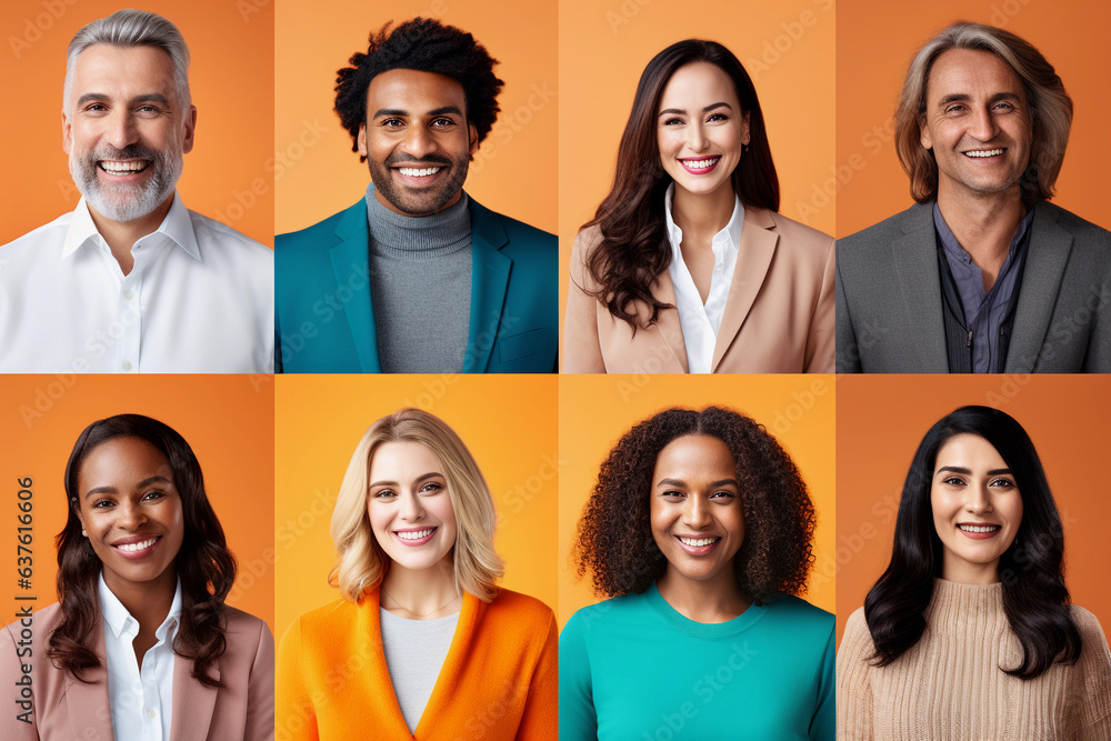 Portraits of happy diverse businesspeople smiling Portraits of happy diverse businesspeople smiling