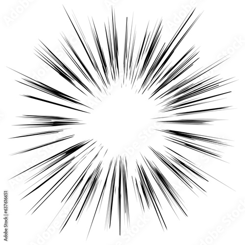 Fototapeta モノクロの爆発を表すエフェクト　漫画の効果線の背景素材　正方形