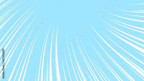 上部にフォーカスするの白色の集中線　漫画の効果線の背景素材　横長