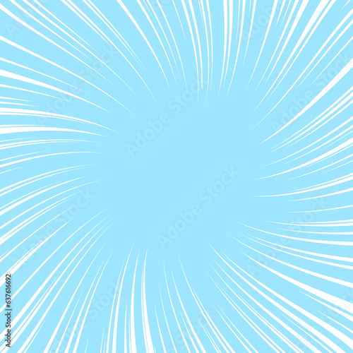 中心にフォーカスするうねりのある白色の集中線　漫画の効果線の背景素材　正方形