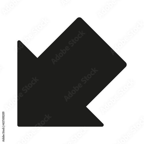 Wide arrow. Broad down arrow to the left. Vector illustration. EPS 10.