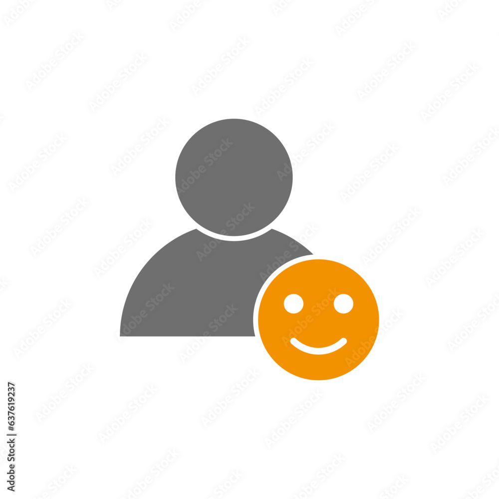 User profile with happy face icon. Feedback symbol. Smile rating. Vector illustration. EPS 10. User profile with happy face icon. Feedback symbol. Smile rating. Vector illustration. EPS 10.