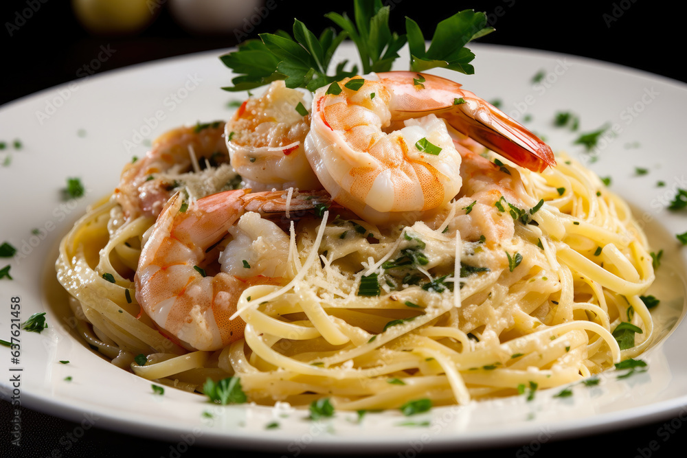 Shrimp Scampi Pasta: Juicy shrimp, al dente pasta, and flavorful garlic butter sauce, topped with Parmesan cheese and fresh herbs; a delicious, savory Italian dinner Shrimp Scampi Pasta: Juicy shrimp, al dente pasta, and flavorful garlic butter sauce, topped with Parmesan cheese and fresh herbs; a delicious, savory Italian dinner