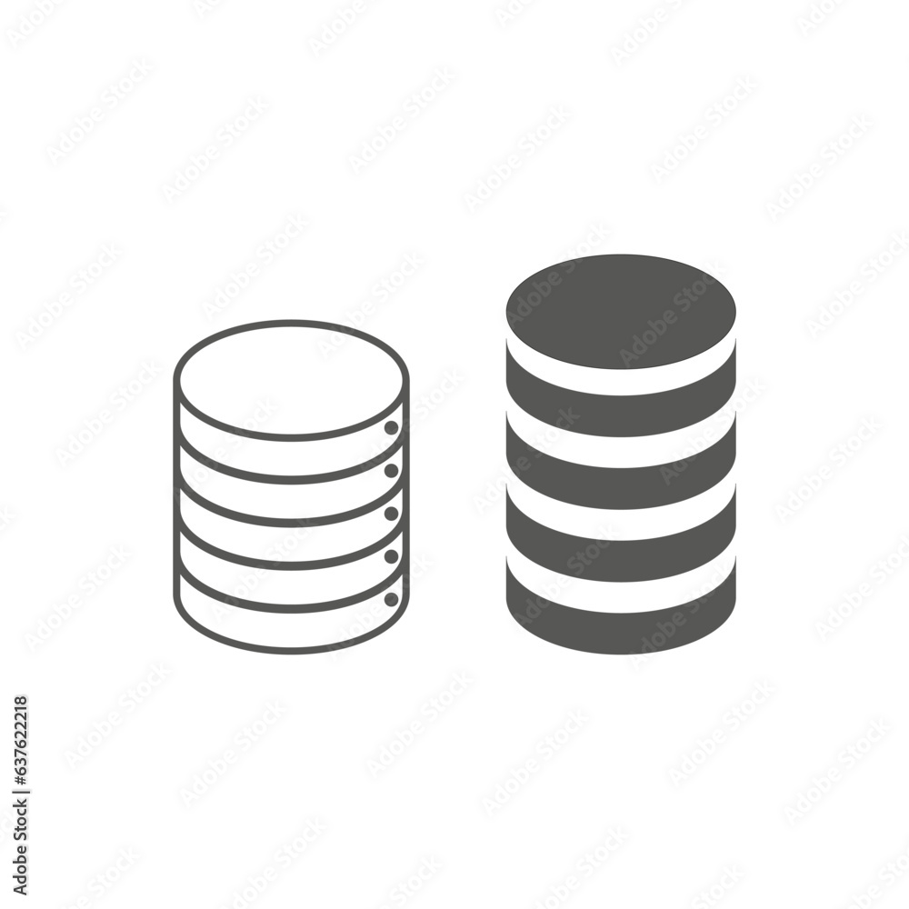 Database icon set. Vector illustration. EPS 10. Database icon set. Vector illustration. EPS 10.