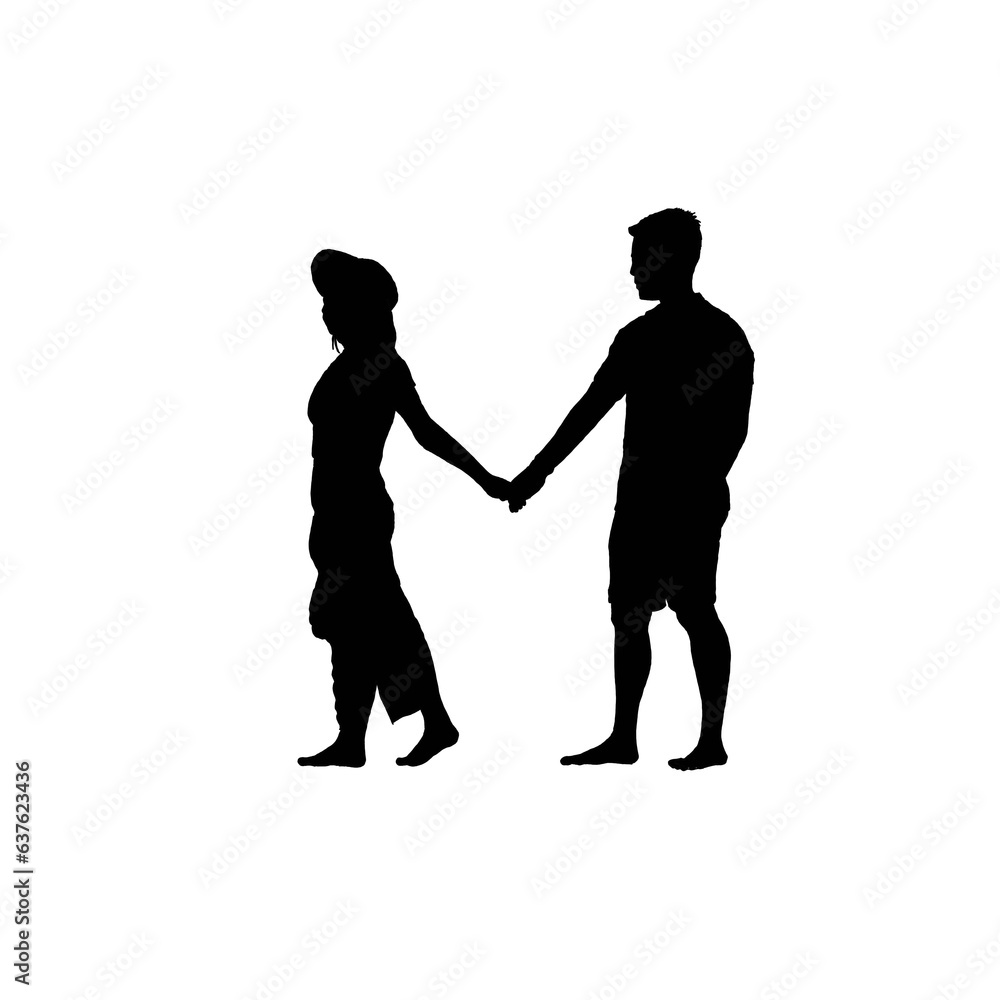 Love couple. Love couple silhouette. Black and white couple illustration.