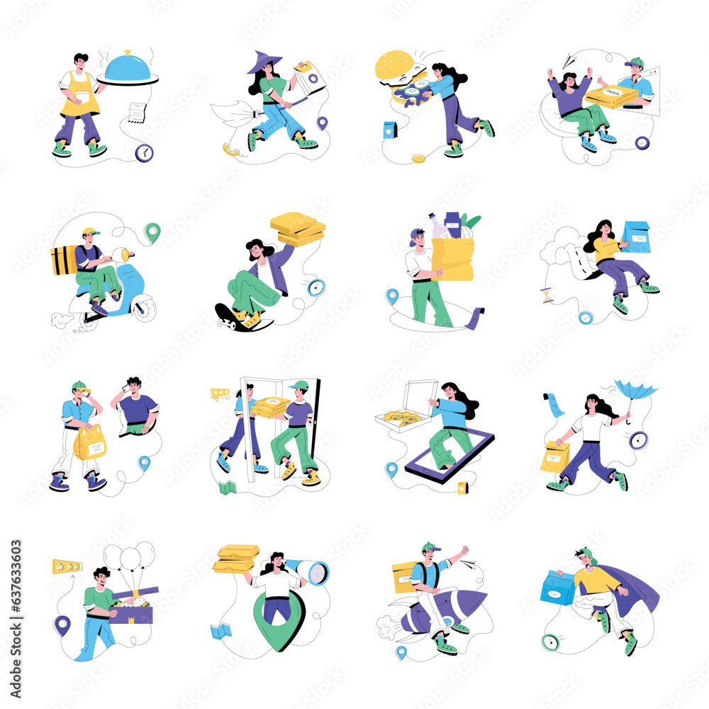 Set of Delivery Location Flat Illustrations 

