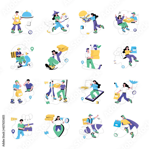 Set of Delivery Location Flat Illustrations