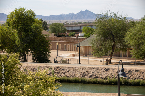 Yuma, Arizona, USA - May 27, 2022: Afternoon sun shines on the historic Yuma Main Canal in Downtown Yuma.