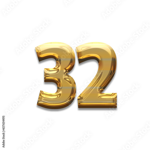 Number 32 gold luxury, use birthday,age,anniversary