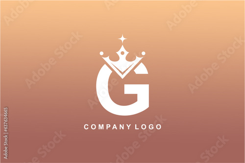 Elegant white G letter logo with crown. Modern royal style. monogram design element. beautiful calligraphy. Emblem for book, company, business, brand, business card, Restaurant, Boutique, Hotel, etc.