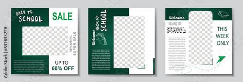 Back to school social media post template design