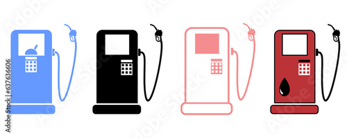 Fuel icon set. Gas station icons or signs. Transport collection, petrol fuel. Vector illustration