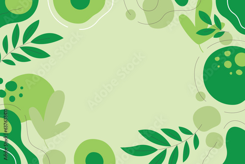 Hand drawn background with tropical leaf plant on green background vector design.